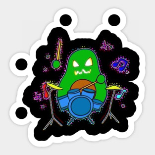 Jack O Lantern Avocado Music Drummer Halloween Trick Or Treat Graphic Illustration Novelty Sticker